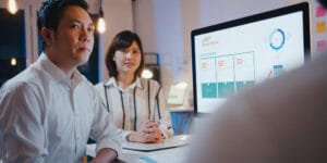 group asia businessman businesswoman using computer presentation communication meeting brainstorming ideas 1 1